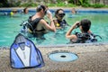 Scuba diving class in pool. BanÃ¢â¬â¢s diving resort-CDC center Royalty Free Stock Photo