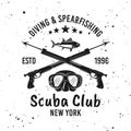 Scuba diving club and spearfishing vector emblem