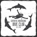 Scuba diving club. Vector illustration. Royalty Free Stock Photo