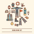 Scuba diving icon set Royalty Free Stock Photo