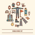 Scuba diving icon set