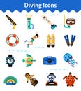 Diving Icons Set Royalty Free Stock Photo