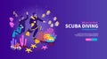 Scuba Diving Isometric Banner