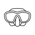 Scuba diving mask goggles. Snorkeling mask icon. Equipment for scuba diving and freediving.