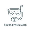 Scuba diving mask vector line icon, linear concept, outline sign, symbol Royalty Free Stock Photo