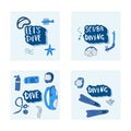 Scuba diving set of elements and equipment. Royalty Free Stock Photo