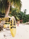 Scuba diving sign on beach, Pulau Kecil, Perhentian Islands, Malaysia Royalty Free Stock Photo