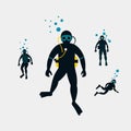 Scuba Diving silhouette Royalty Free Stock Photo