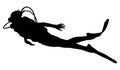 Scuba diving silhouette vector.