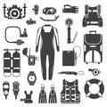Scuba Diving and Snorkeling Gear Icons Royalty Free Stock Photo