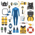 Scuba Diving and Snorkeling Gear Set Royalty Free Stock Photo