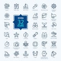 Scuba Diving and Snorkeling - minimal thin line web icon set. Outline icons collection