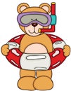 Scuba diving teddy bear with a float Royalty Free Stock Photo