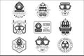 Scuba Diving Underwater Adventure Club Black And White Sign Design Templates With Text And Tools Silhouettes