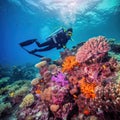 Scuba diving.Underwater scene beautiful sea life. scuba diver Royalty Free Stock Photo