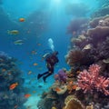 Scuba diving.Underwater scene beautiful sea life. scuba diver Royalty Free Stock Photo