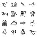 Scuba diving and water activities icons.