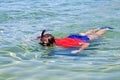 Summer, holiday, water, fun. Seascape. Scuba diving in Ionian Sea - Zakynthos Island, landmark attraction in Greece Royalty Free Stock Photo
