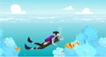 Scubadiving flat flat vector illustration Royalty Free Stock Photo