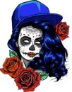 Scull and roses. Day of The Dead colorful Skull with ornament.