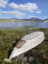 The sculler by Storrvatnet lake Royalty Free Stock Photo