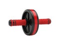 Durable ab roller wheel with comfortable red grip for core strength training Royalty Free Stock Photo