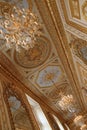 sculpted ceiling of a gallery in an old mansion (hotel de la marine) in paris (france)