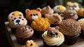 Sculpted Cupcakes, Cookies, and Ice Cream in Charming Animal Shapes. Generative AI