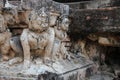 sculpted divinities in a ruined buddhist temple (wat mahathat) in sukhothai (thailand) Royalty Free Stock Photo