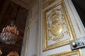 sculpted door in an old mansion (hotel de la marine) in paris (france)