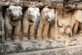 sculpted elephants in a ruined buddhist temple (wat mahathat) in sukhothai (thailand) Royalty Free Stock Photo