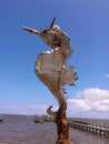 Sculpted metal seahorse