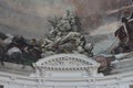 sculpted pediment and painted cupola in a hall (bourse de commerce) in paris (france) Royalty Free Stock Photo