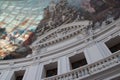 sculpted pediment and painted cupola in a hall (bourse de commerce) in paris (france) Royalty Free Stock Photo