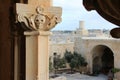 sculpted pillar at the st angel fort in vittoriosa (malta) Royalty Free Stock Photo