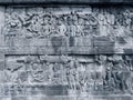 Sculpted relief stone from Borobudur Temple