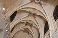 sculpted vault in a gothic church (st sauveur) in caen in normandy (france) Royalty Free Stock Photo