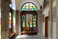 sculpted wood door in an orthodox cathedral (agios minas) in heraklion in crete (greece) Royalty Free Stock Photo