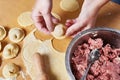 Sculpting of meat dumplings Royalty Free Stock Photo