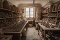 sculptor's studio, with rows of clay and stone waiting to be molded into original creations