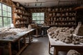 sculptor's studio, with rows of clay and stone waiting to be molded into original creations