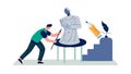 Sculptor Working on Large Statue in a Studio, vector design Generative AI Royalty Free Stock Photo