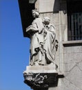 Sculptoric group - allegory to savings by Enric Sagnier on the corner of Caixa de Pensions i d`Estalvis de Barcelona building Royalty Free Stock Photo