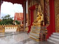 A sculptur of lord bouddha in a temple