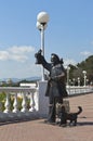 Sculptura The old light keeper on the promenade of the resort Gelendzhik, Krasnodar region, Russia Royalty Free Stock Photo