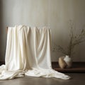Sculptural Alchemy: A Dreamy White Cloth On Wooden Table