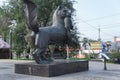 The sculptural composition of Babr in the square in the city of the regional center of Irkutsk, Russia