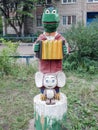 The sculptural composition in the children's yard - Crocodile Gena and Cheburashka