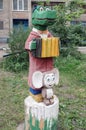 The sculptural composition in the children's yard - Crocodile Gena and Cheburashka