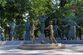The sculptural composition Children are the victims of adult vices summer day in Moscow Royalty Free Stock Photo
